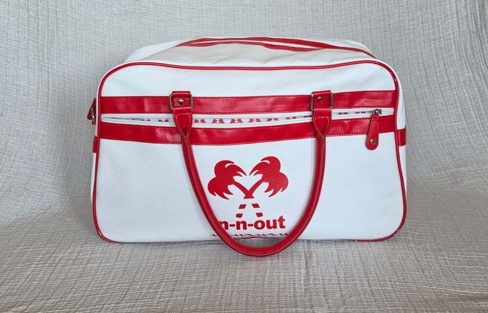 In-N-Out Burger Bowling Bag White Red Faux Leather Retro Duffle